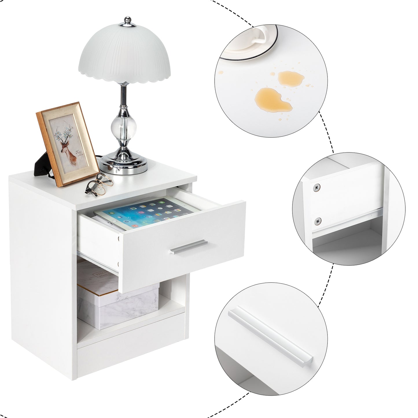 2-Tier Nightstand / Bedside Cabinets Set of 2 – White