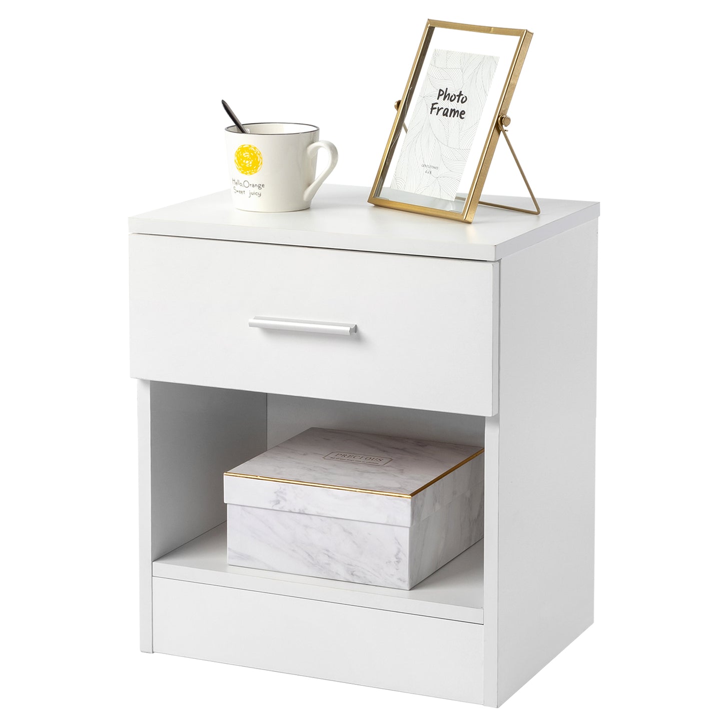 2-Tier Nightstand / Bedside Cabinets Set of 2 – White