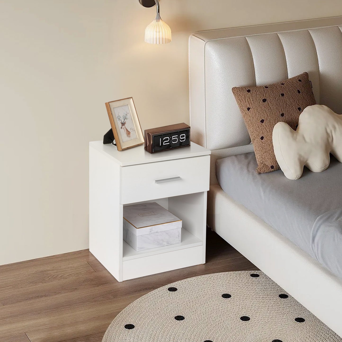 2-Tier Nightstand / Bedside Cabinets Set of 2 – White