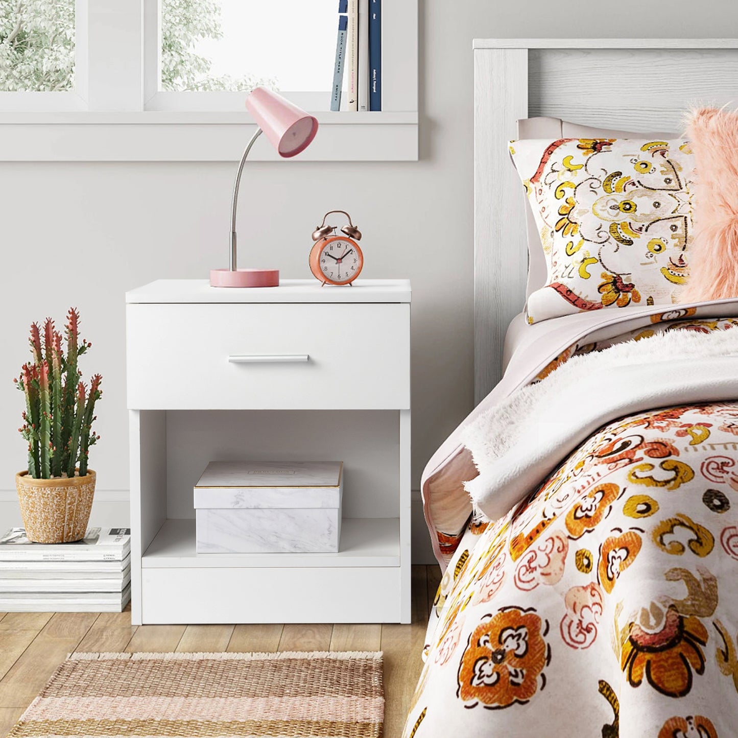 2-Tier Nightstand / Bedside Cabinets Set of 2 – White