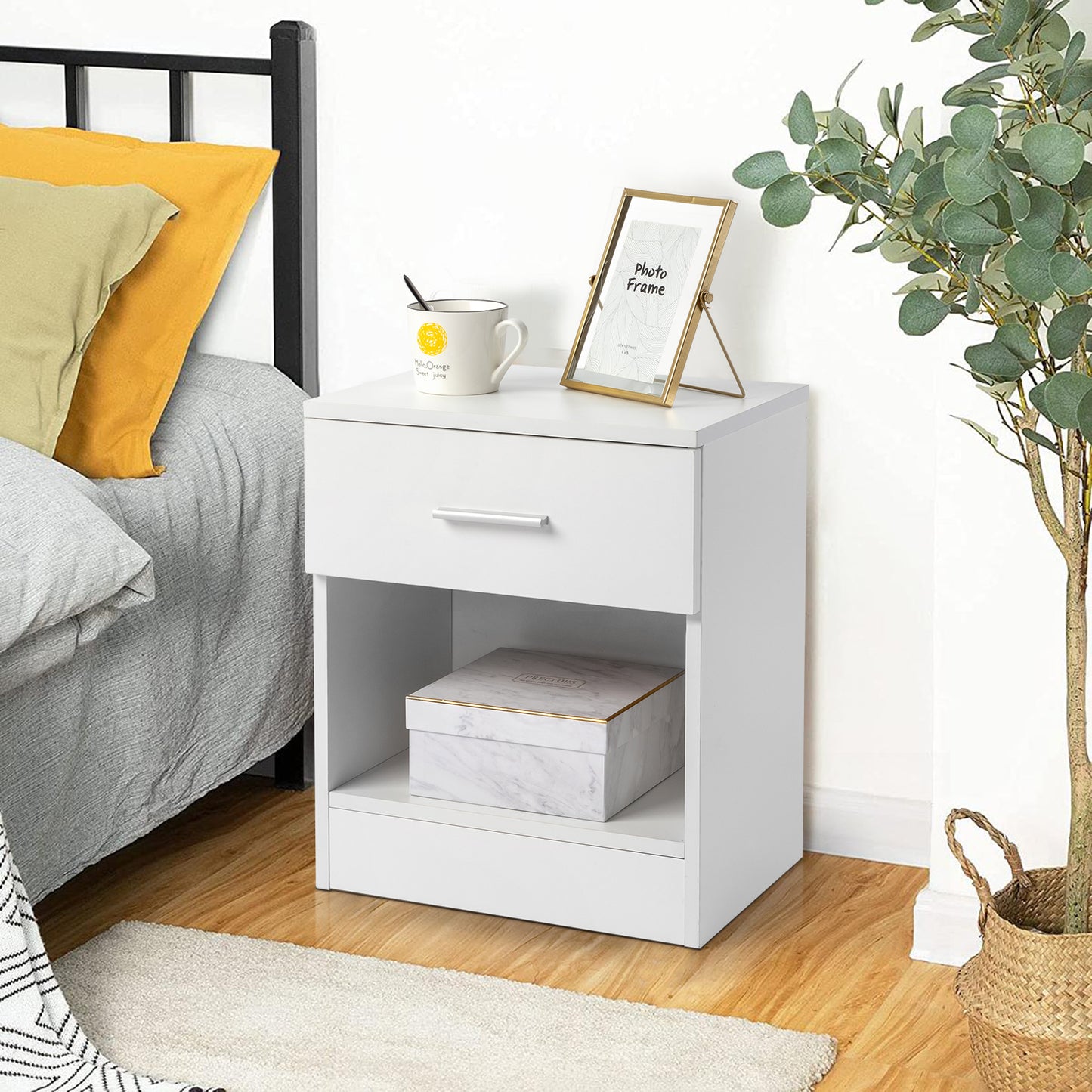 2-Tier Nightstand / Bedside Cabinets Set of 2 – White