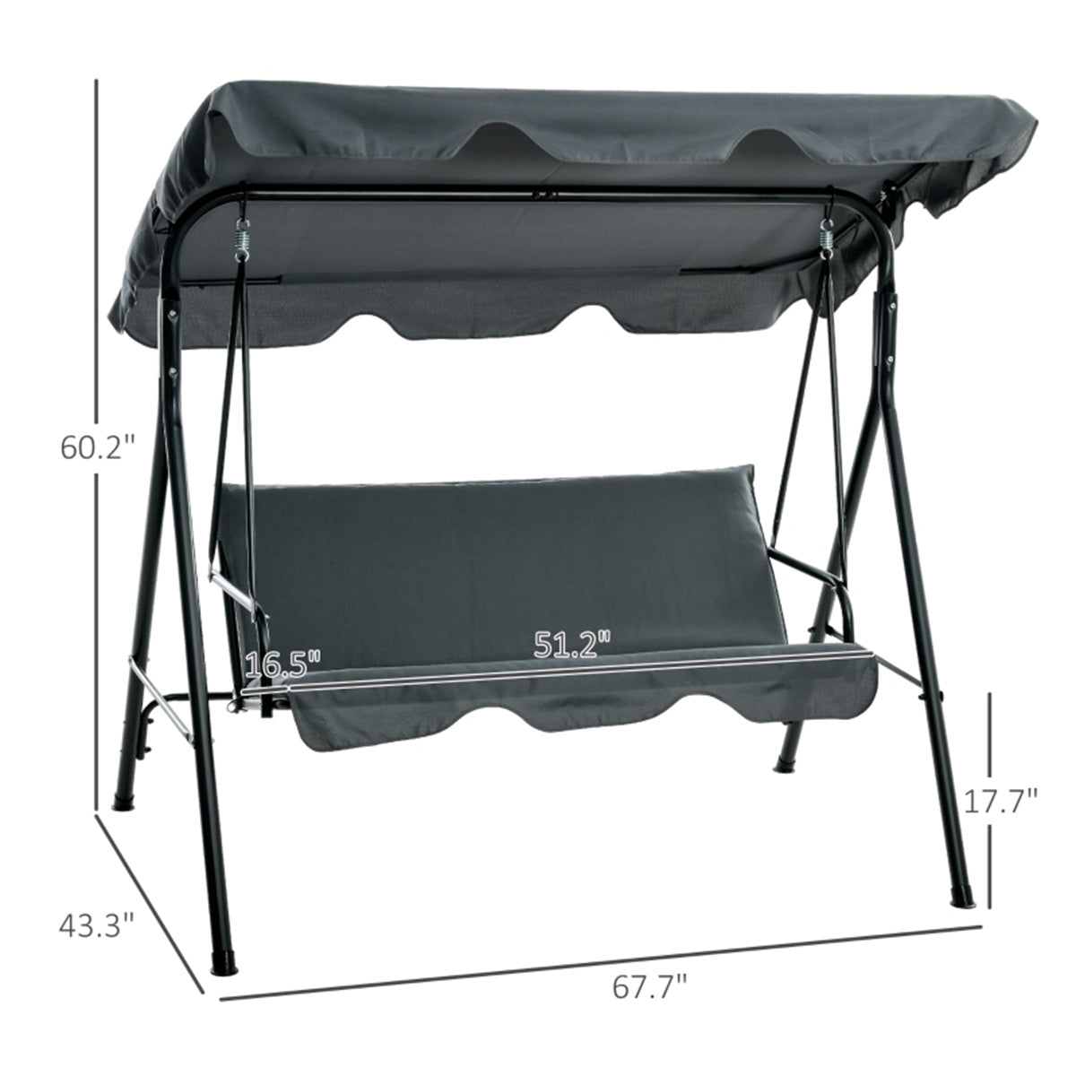 3-Seat Outdoor Patio Swing Chair