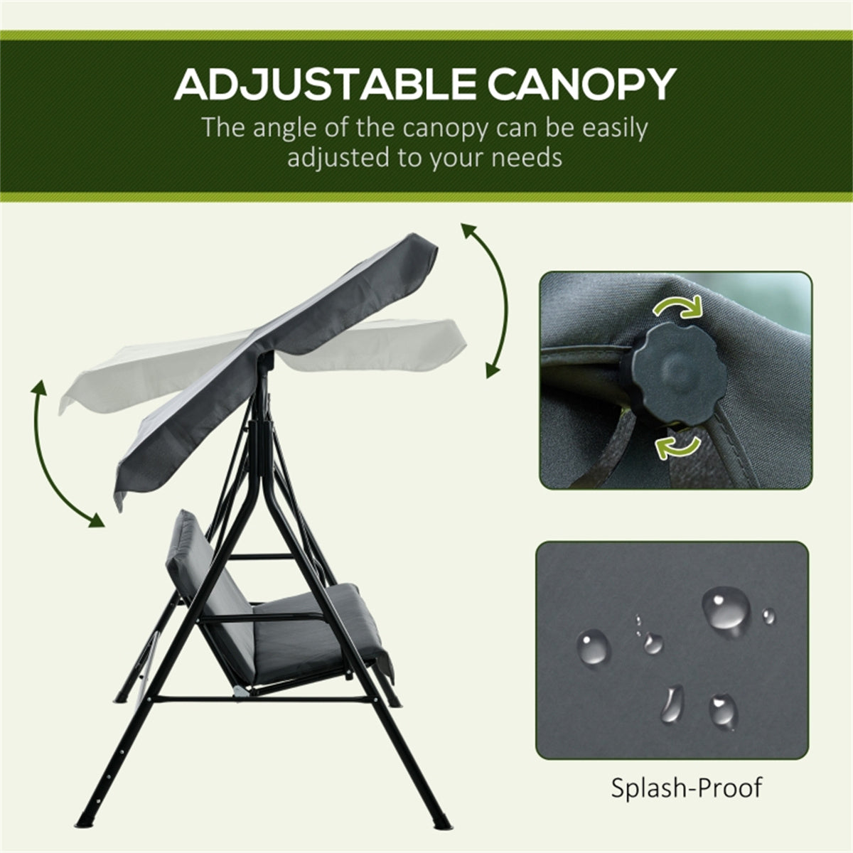 3-Seat Outdoor Patio Swing Chair