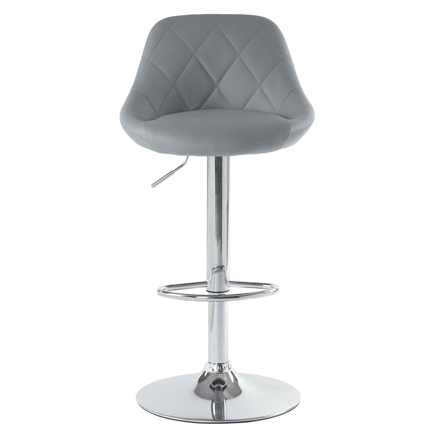 Set of 2 Counter Bar Stools, PU Leather Bar Stool, Adjustable Lift Height Swivel Stool with Comfortable Backrest - Gray