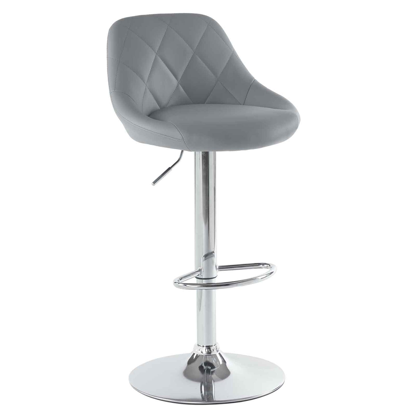 Set of 2 Counter Bar Stools, PU Leather Bar Stool, Adjustable Lift Height Swivel Stool with Comfortable Backrest - Gray