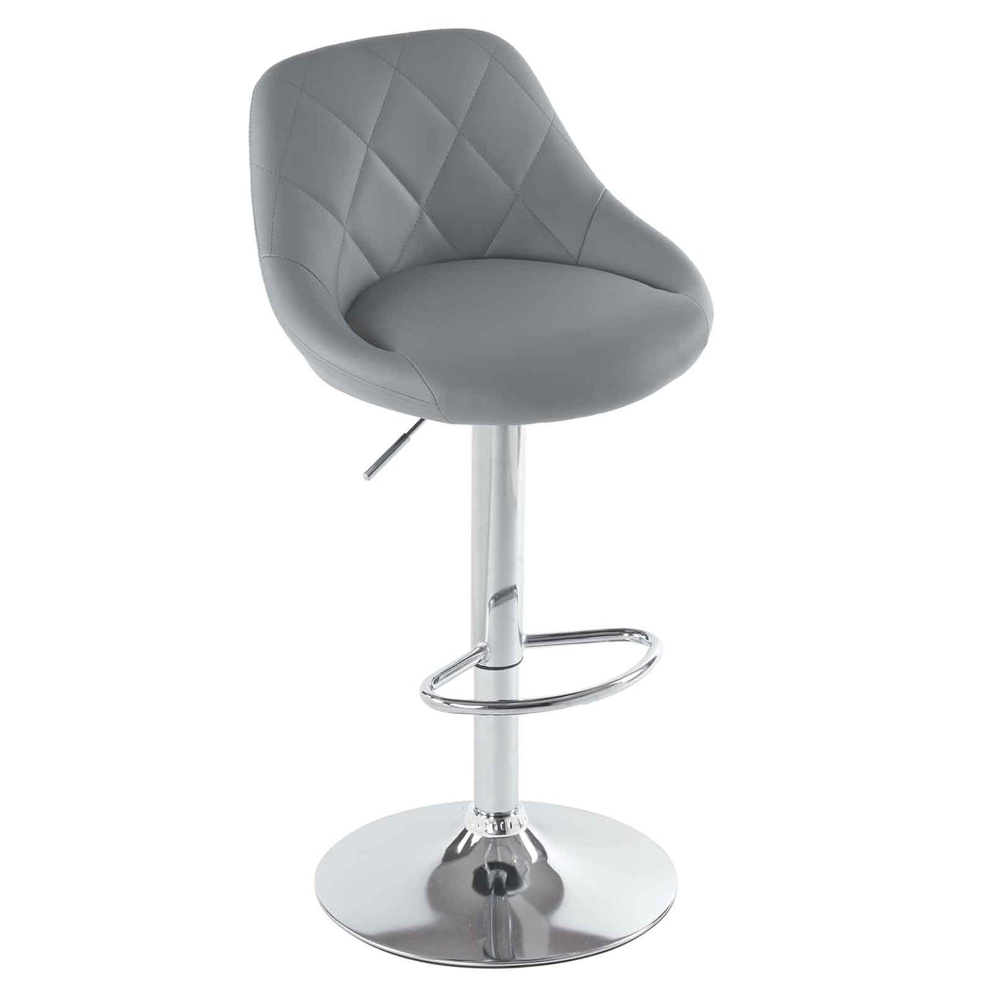 Set of 2 Counter Bar Stools, PU Leather Bar Stool, Adjustable Lift Height Swivel Stool with Comfortable Backrest - Gray