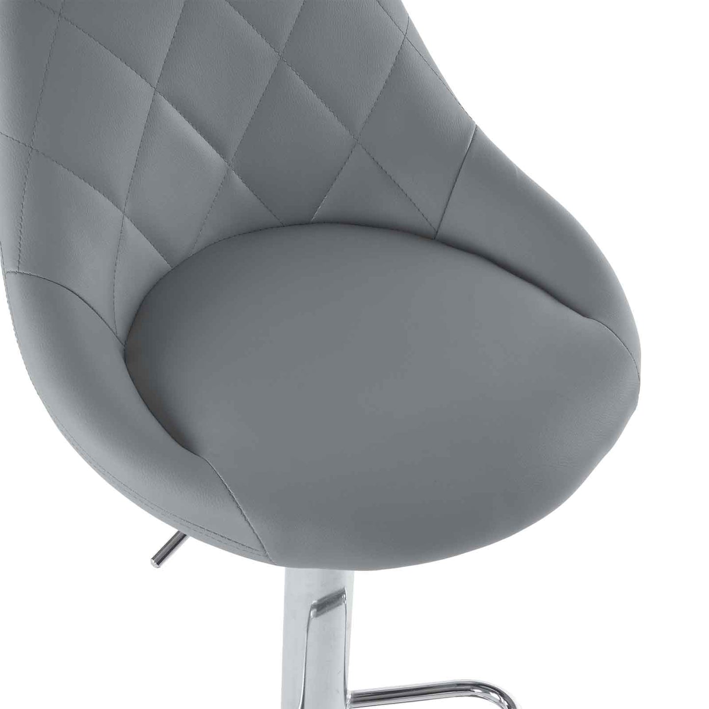 Set of 2 Counter Bar Stools, PU Leather Bar Stool, Adjustable Lift Height Swivel Stool with Comfortable Backrest - Gray
