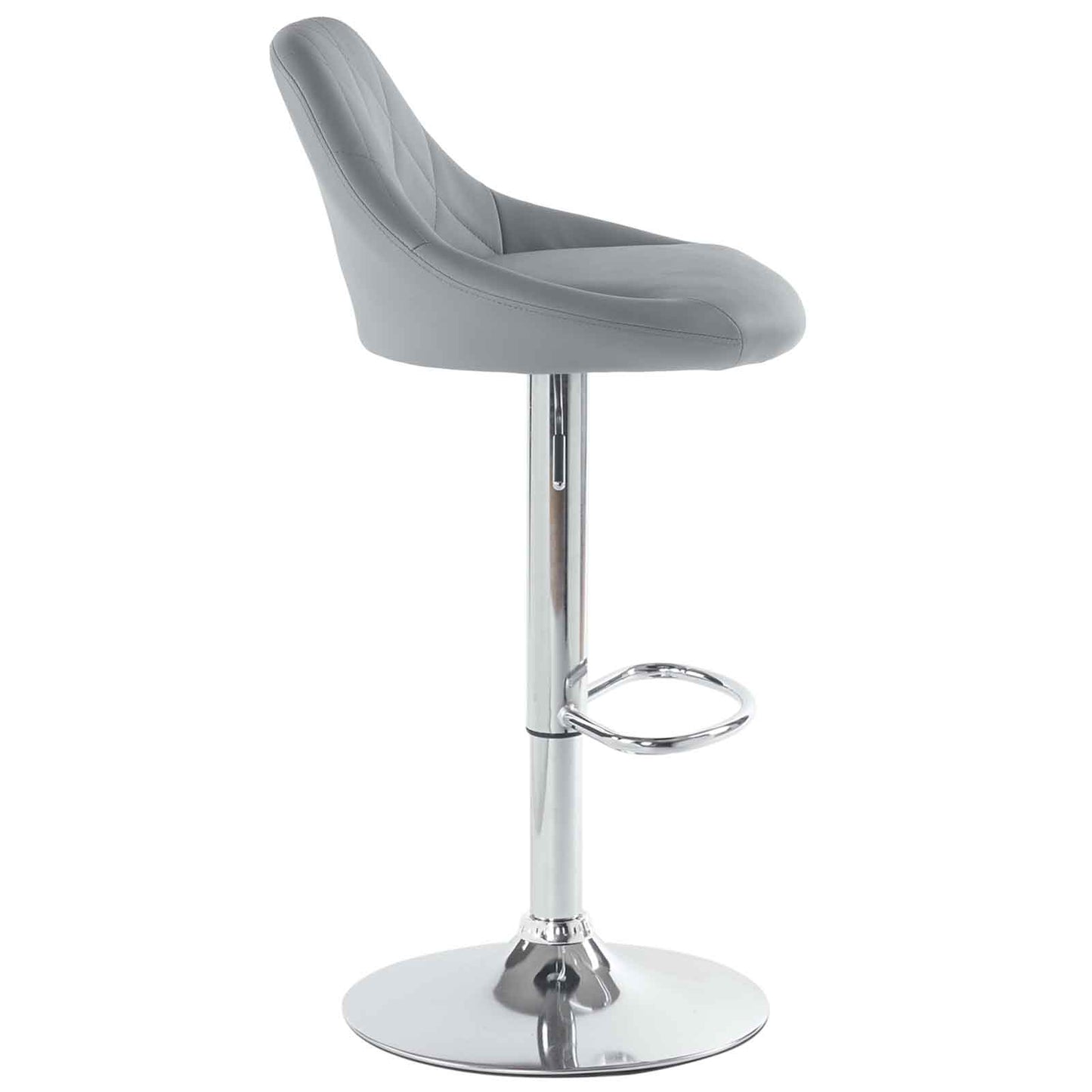 Set of 2 Counter Bar Stools, PU Leather Bar Stool, Adjustable Lift Height Swivel Stool with Comfortable Backrest - Gray