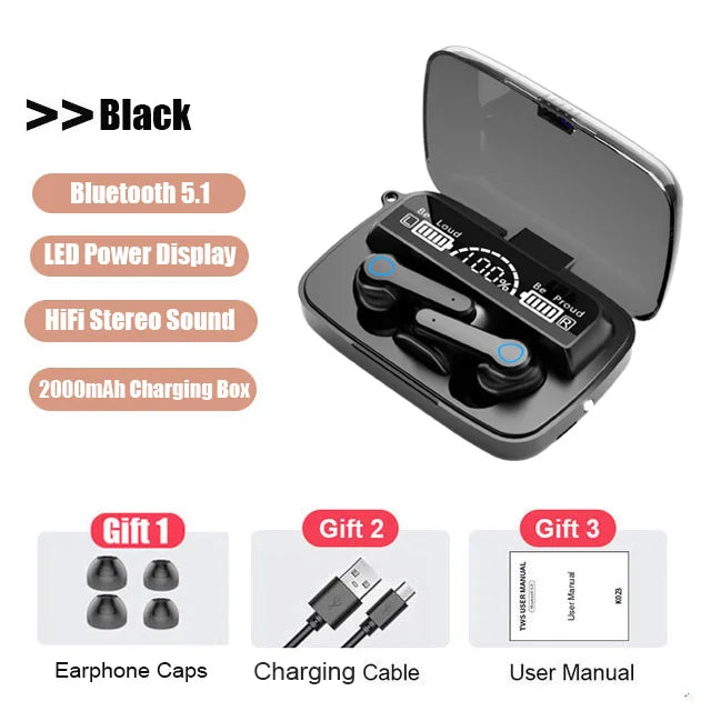 Wireless Bluetooth Waterproof Earphones with Noise Cancellation and Built-in Mic