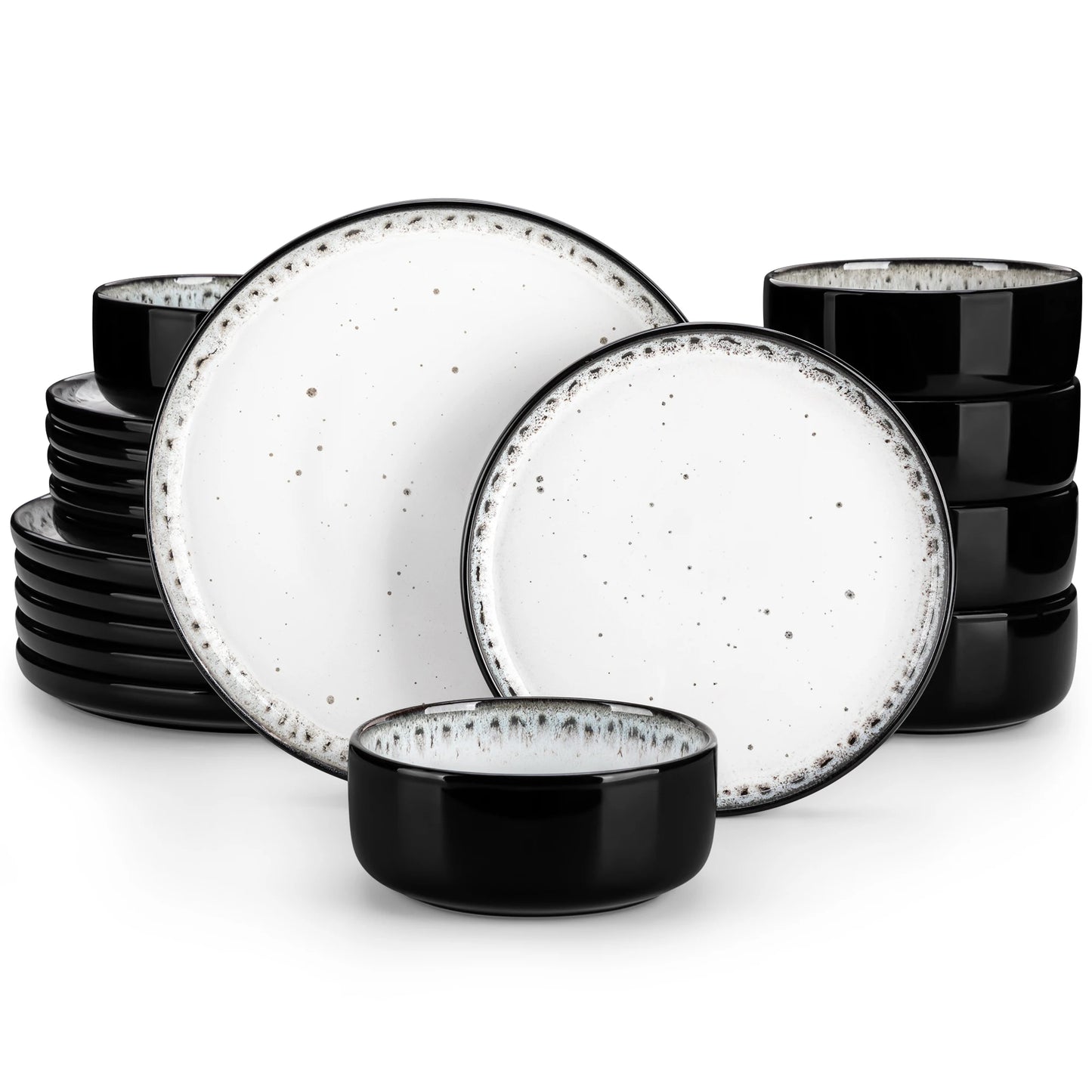 18/24PCS Black / Mediterranean Blue Ceramic Plate Sets