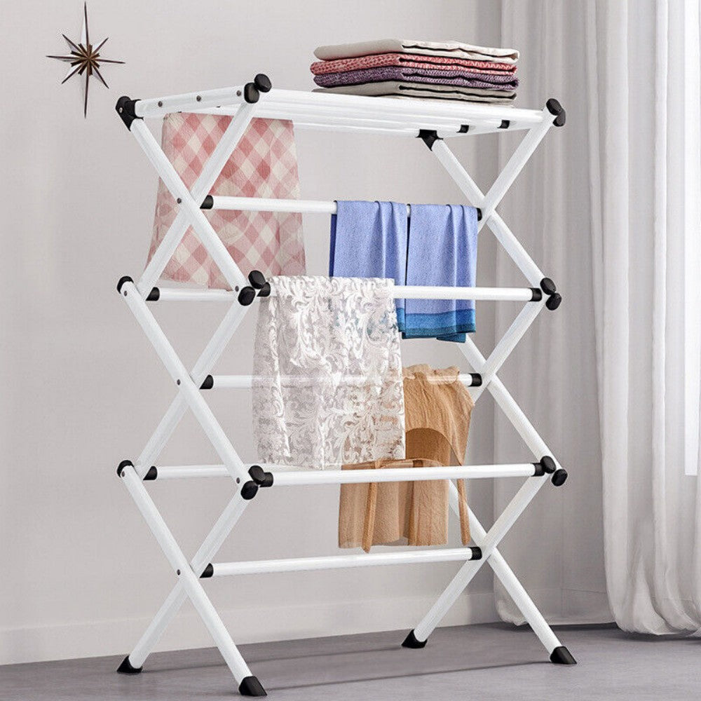 3 Tier Clothes Airer Dryer Metal Laundry l Drying Rack - Indoor Outdoor Patio