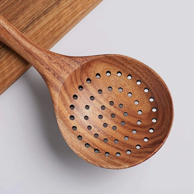 5 Piece Wooden Cooking Spoons Set