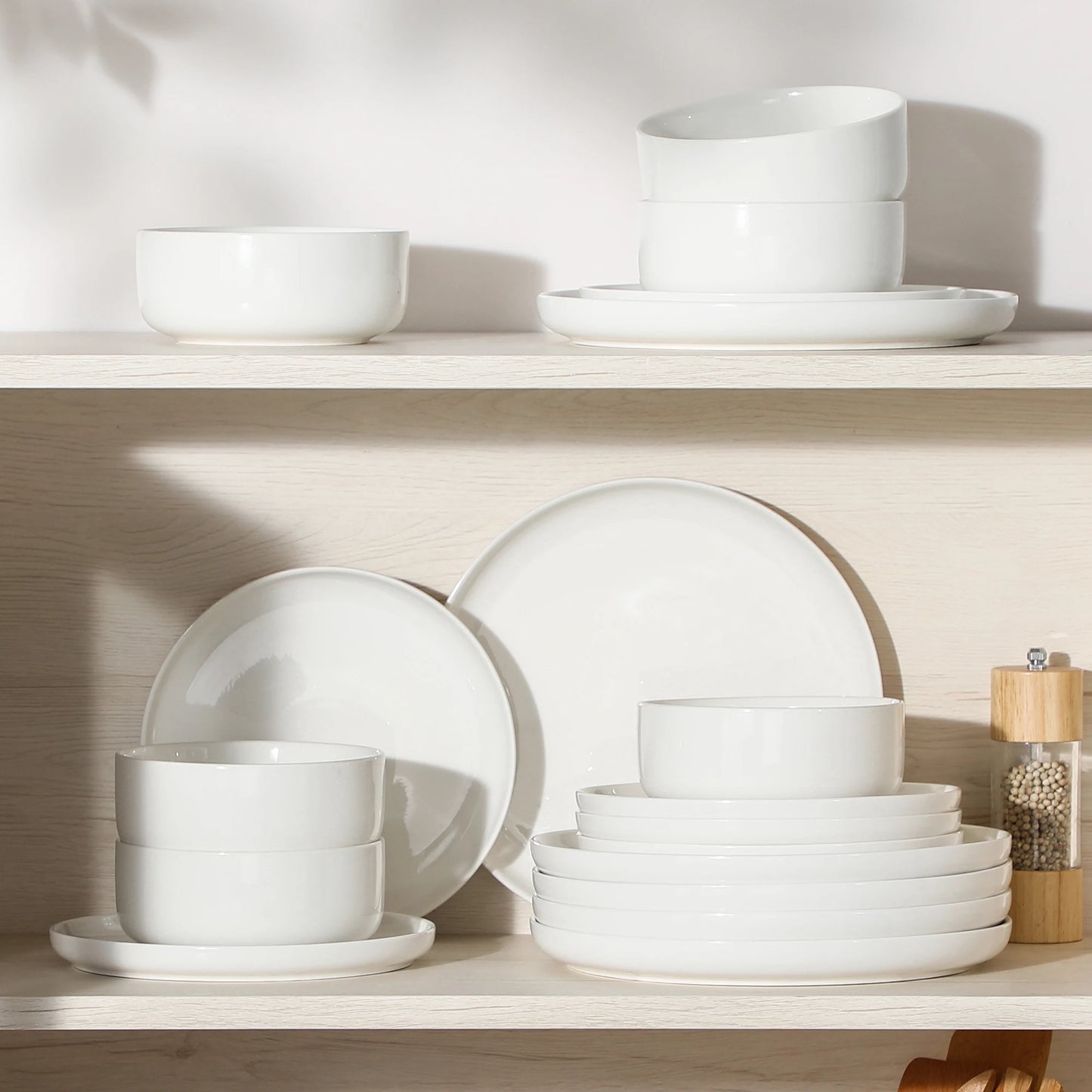 18-Piece Ceramic Porcelain Dinnerware Set with 6 Pcs Dinner/Dessert Plates, Bowl Tableware Set