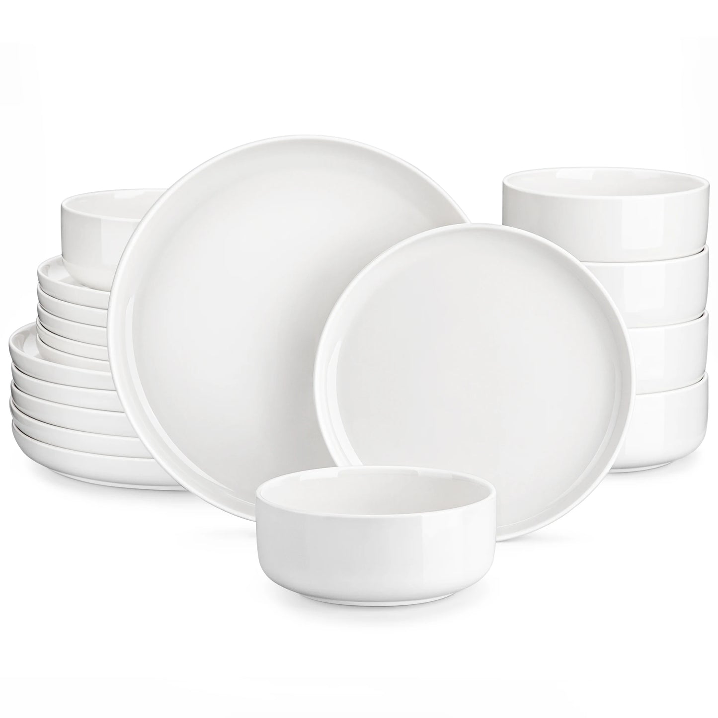 18-Piece Ceramic Porcelain Dinnerware Set with 6 Pcs Dinner/Dessert Plates, Bowl Tableware Set