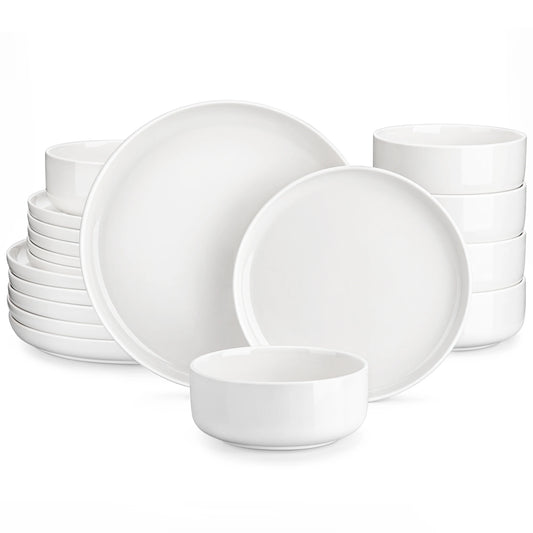 18-Piece Ceramic Porcelain Dinnerware Set with 6 Pcs Dinner/Dessert Plates, Bowl Tableware Set