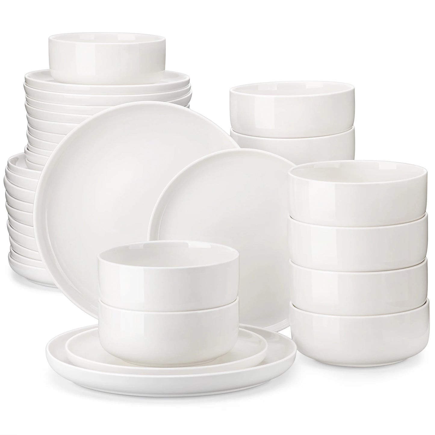 18/36-Piece Ceramic Plate Porcelain Dinnerware Set with 6/12 Pcs Dinner/Dessert Plates,Bowl Tableware Set