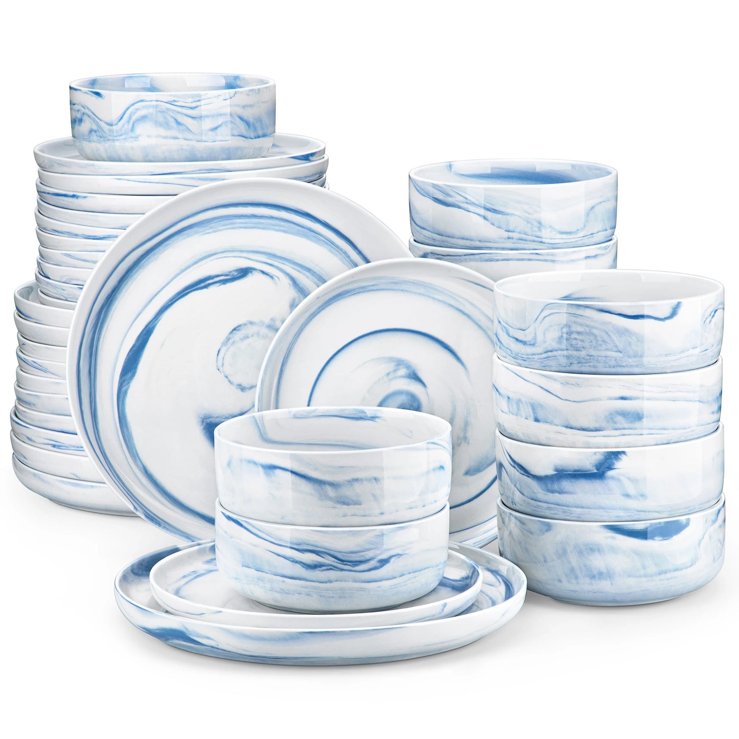 18/36-Piece Ceramic Plate Porcelain Dinnerware Set with 6/12 Pcs Dinner/Dessert Plates,Bowl Tableware Set