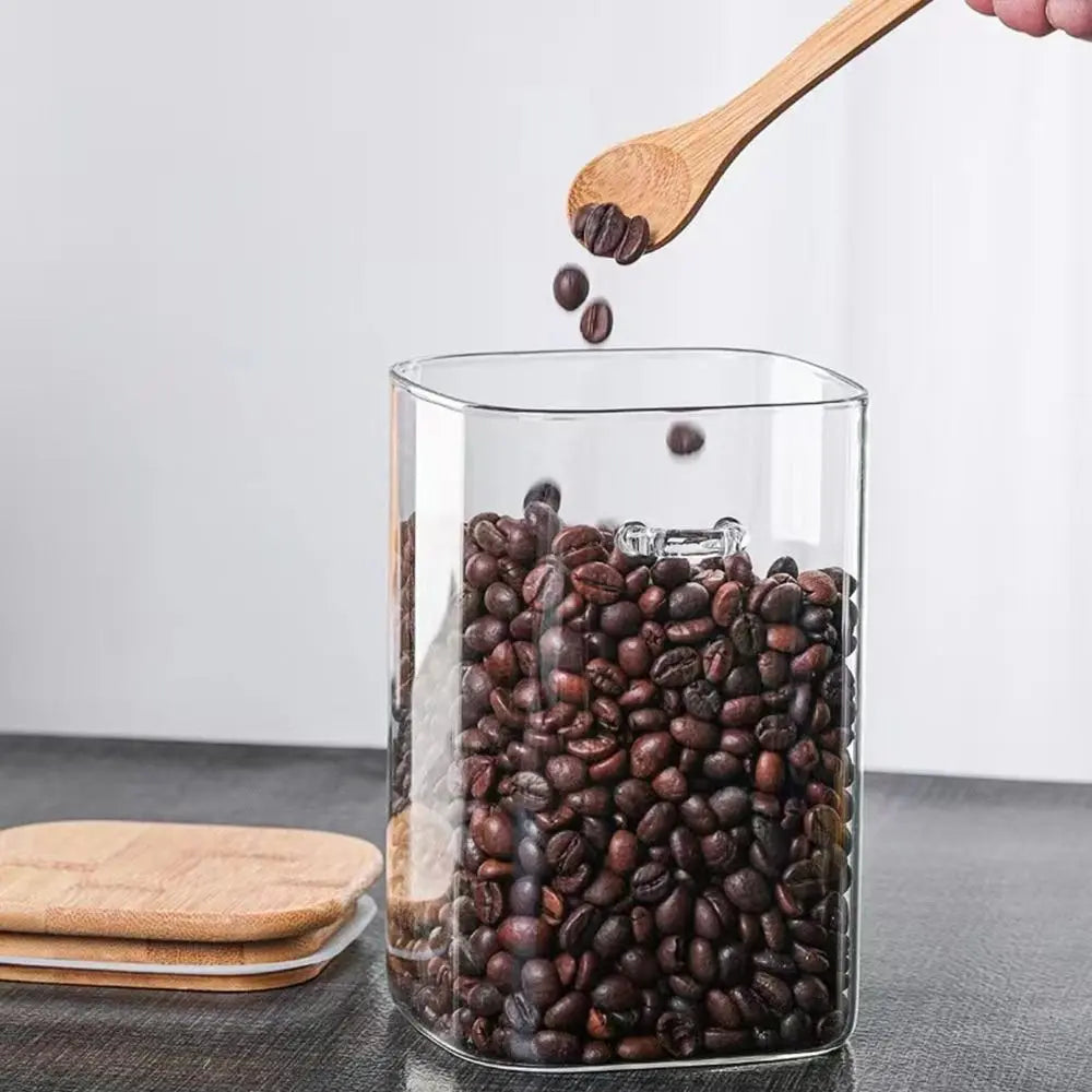 Transparent Glass Jar with Bamboo Lid