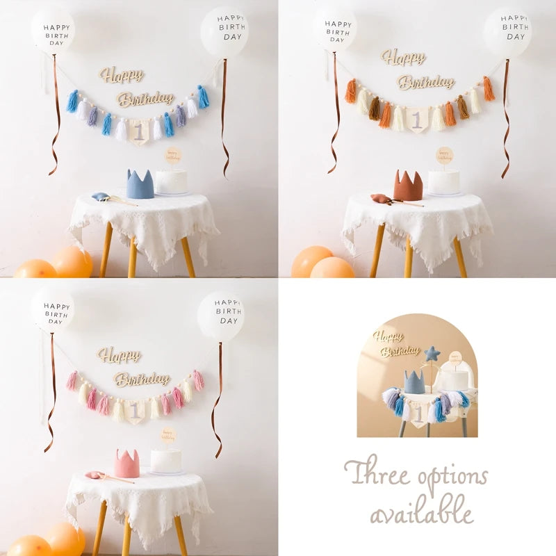 Handmade Tassel Baby Birthday Banner Set