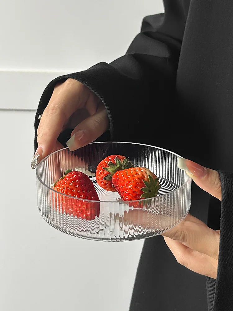 Striped Glass Salad / Dessert Bowl