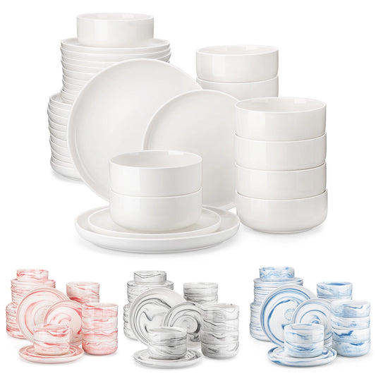 18/36-Piece Ceramic Plate Porcelain Dinnerware Set with 6/12 Pcs Dinner/Dessert Plates,Bowl Tableware Set