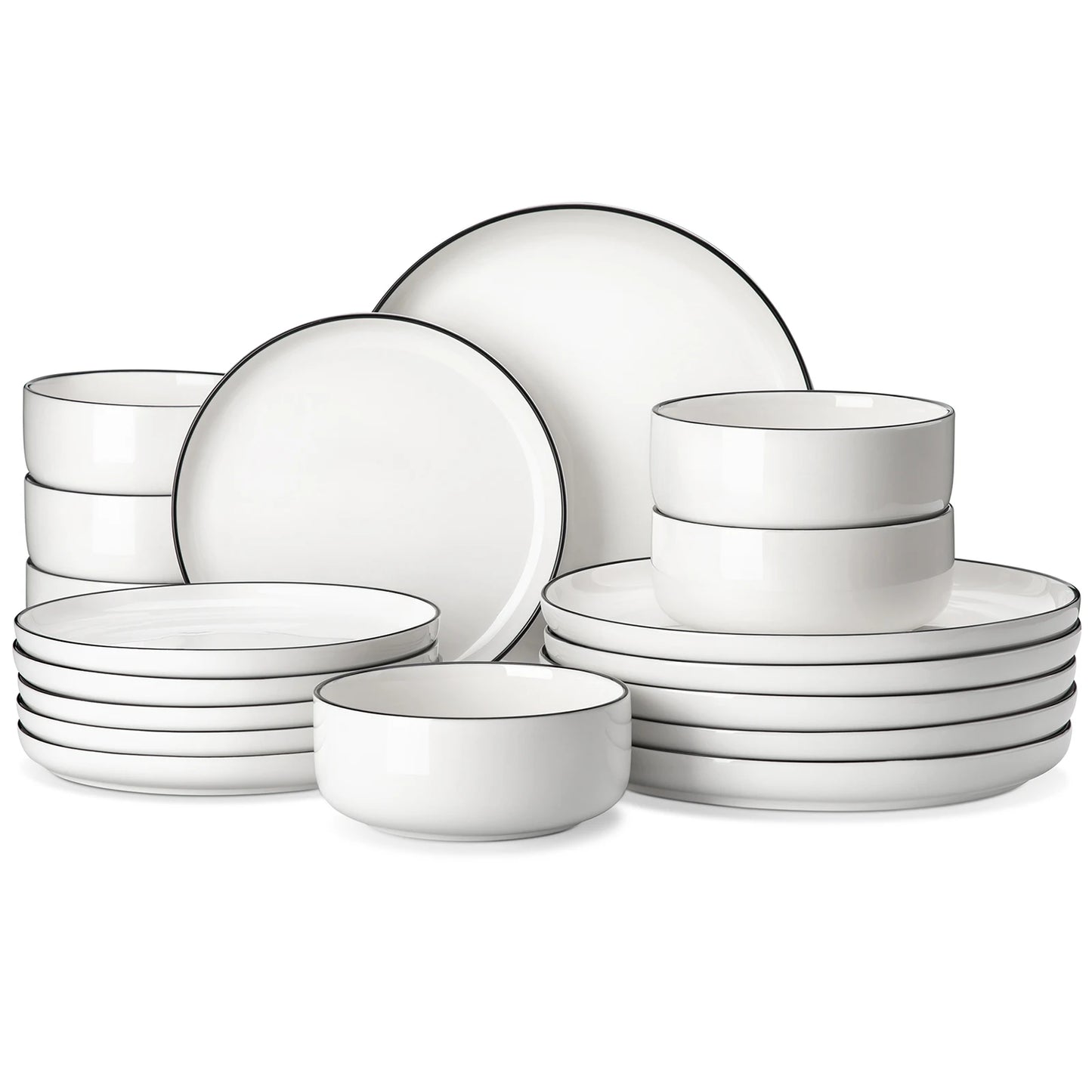 18/36-Piece Ceramic Plate Porcelain Dinnerware Set with 6/12 Pcs Dinner/Dessert Plates,Bowl Tableware Set