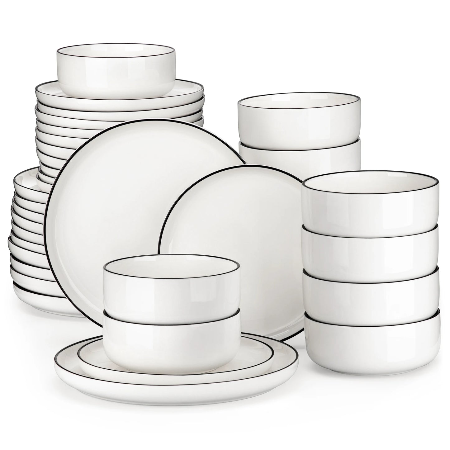 18/36-Piece Ceramic Plate Porcelain Dinnerware Set with 6/12 Pcs Dinner/Dessert Plates,Bowl Tableware Set