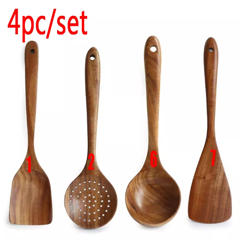 Natural Wood Tableware Kitchen Tool Set